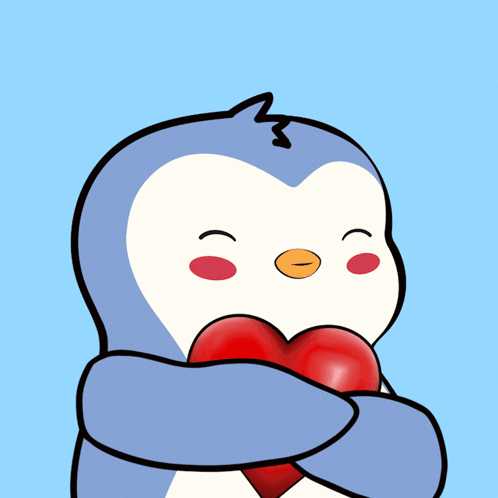Penguin Holding Red Heart GIF