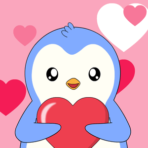 Penguin Holding Red Heart GIF