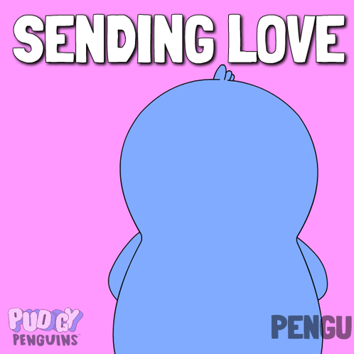 Penguin Holding Red Heart Saying Sending Love