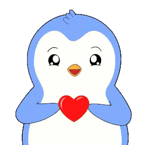 Penguin Holding Red Hearts