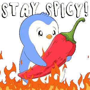 Penguin Holding Red Pepper Stay Spicy