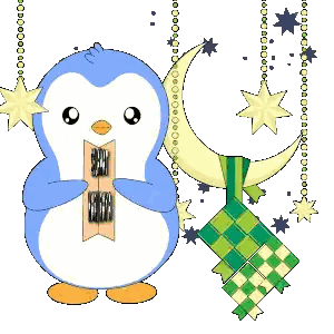 Penguin Holding Selamat Hari Raya Sign