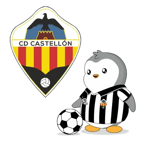 Penguin Holding Soccer Ball and CD Castello Emblem