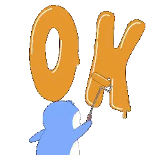 Penguin Holding Up Ok Balloon