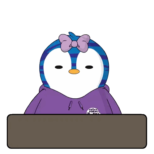 Penguin Holding Wow Sign