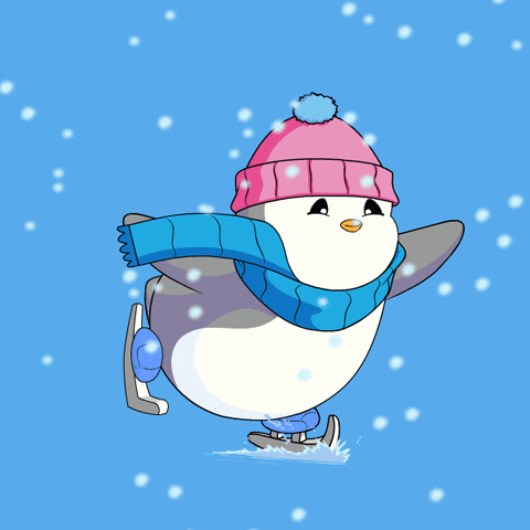 Penguin Ice Skating Calmly GIF