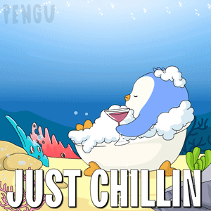 Penguin In Bathtub Saying Just Chilling GIF