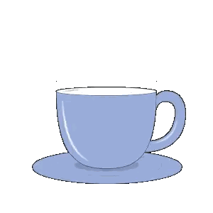 Penguin in Blue Cup Saying Good Morning