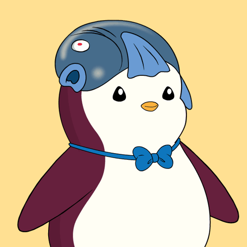 Penguin In Blue Helmet And Bow Tie GIF