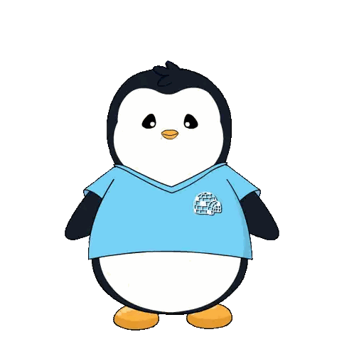 Penguin in Blue Shirt Surrounded by Flowers Saying Thanks