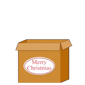 Penguin in Box Saying Merry Christmas