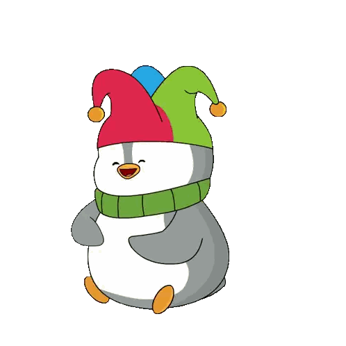 Penguin in Colorful Hat and Scarf
