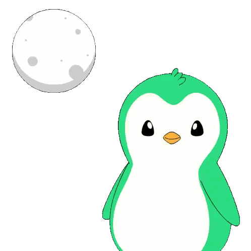 Penguin In Front Of Moon