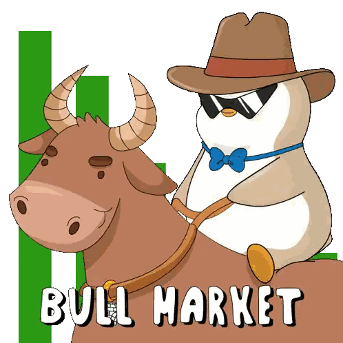 Penguin in Hat and Bow Tie Riding Bull