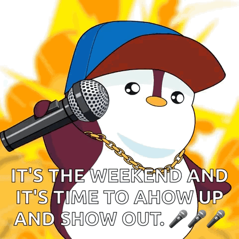 Penguin In Hat And Chain Holding Microphone GIF