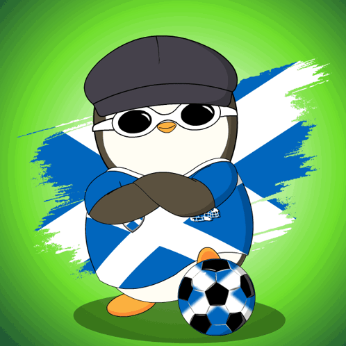 Penguin In Hat And Sunglasses Holding Soccer Ball GIF