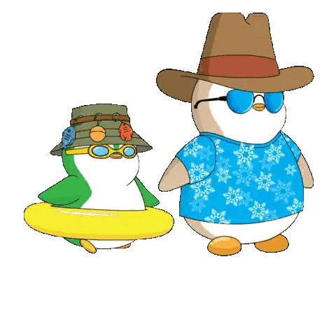 Penguin in Hat and Sunglasses Next to Snowflake Shirt Penguin