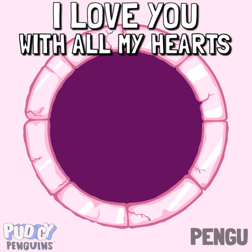 Penguin in Hole Saying I Love You With All My Hearts