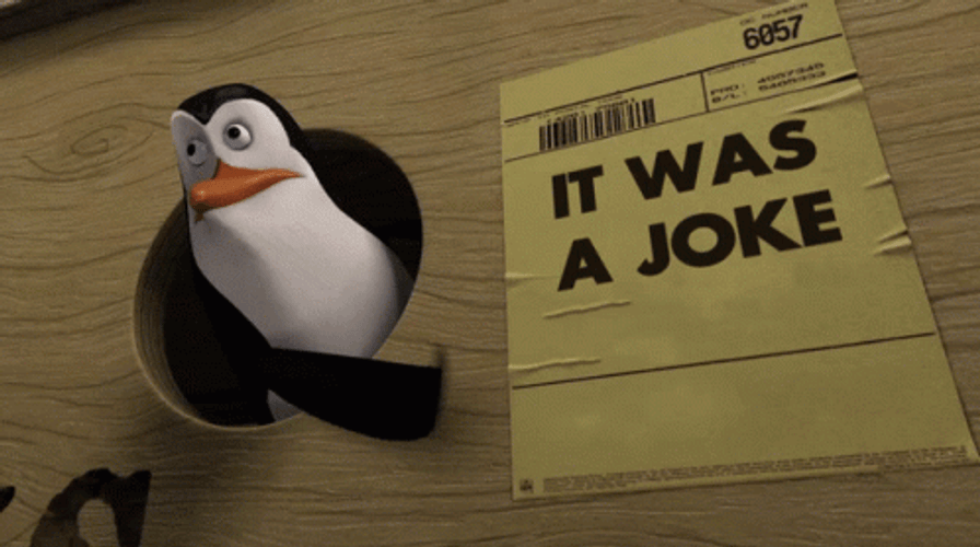 Penguin In Madagascar Just Kidding Note GIF