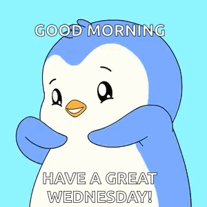 Penguin in Panda Hat and Red Shirt Thinking About Morning