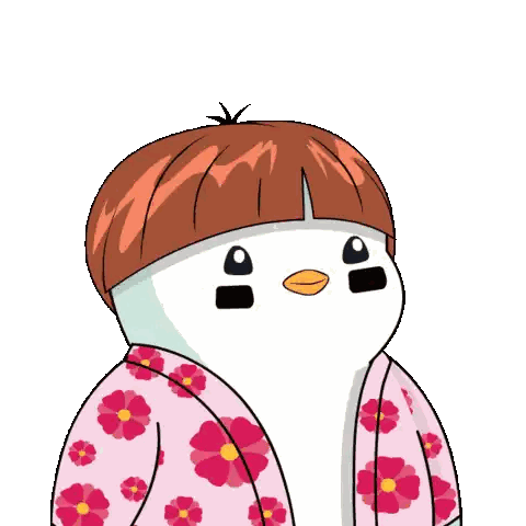 Penguin in Pink Floral Shirt