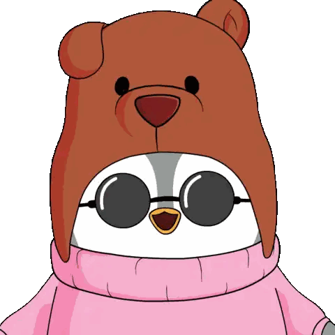 Penguin in Pink Sweater and Brown Hat
