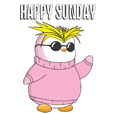 Penguin in Pink Sweater Saying Happy Sunday