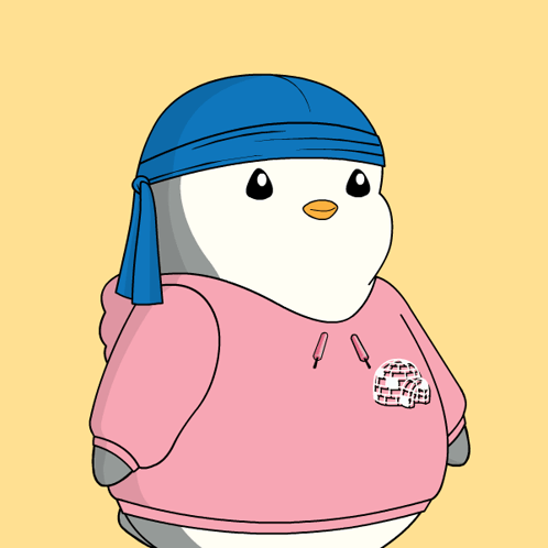 Penguin in Pink Sweatshirt and Blue Headband