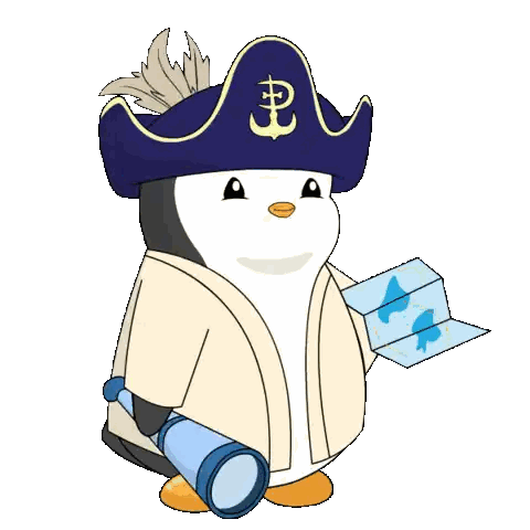 Penguin in Pirate Hat with Telescope
