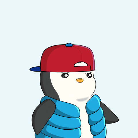 Penguin in Red Hat and Blue Scarf Saying Yalla