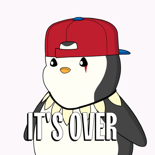 Penguin In Red Hat Saying It's Over GIF