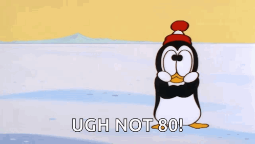 Penguin in Red Hat Saying Ugh Not 80