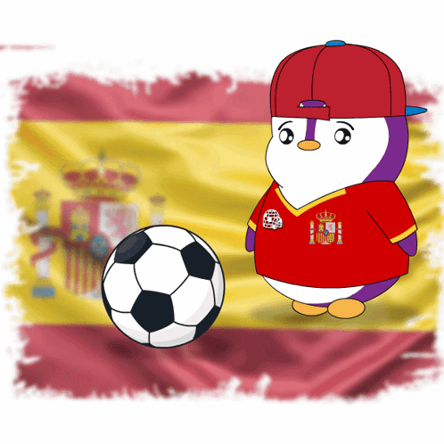 Penguin In Red Shirt Saying Spain GIF