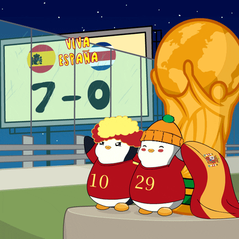 Penguin in Red Shirt Saying Spain