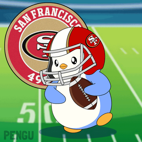 Penguin in San Francisco 49ers Helmet