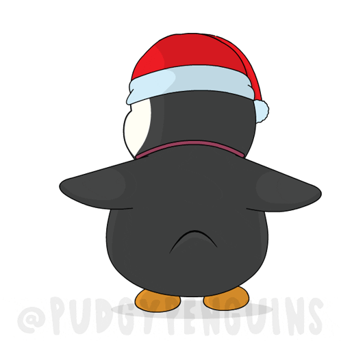 Penguin In Santa Hat And Red Collar GIF