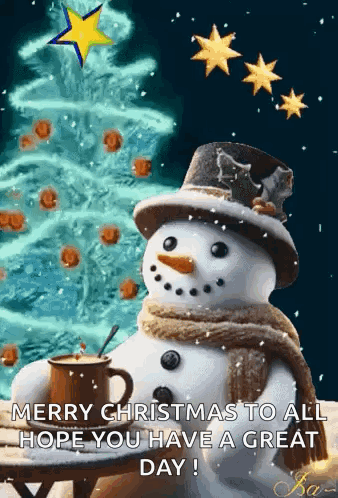 Penguin in Santa Hat and Sweater with Christmas Tree and Gifts