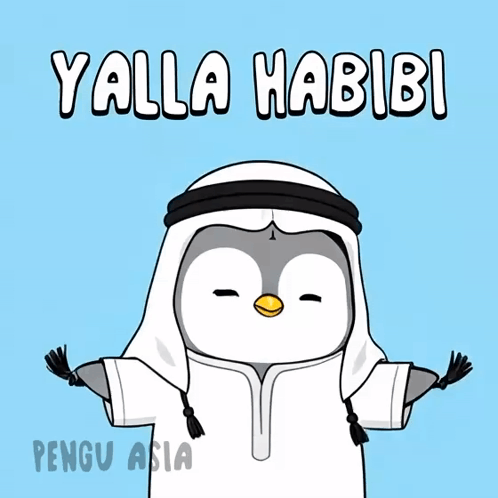 Penguin In Sheikh Costume Yalla Habibi GIF