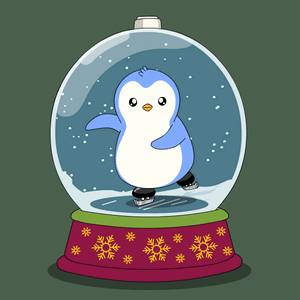 Penguin In Snow Globe With Snowflakes GIF