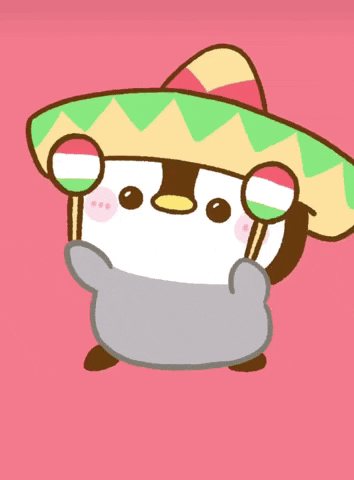 Penguin in Sombrero Holding Maracas