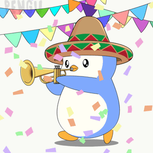 Penguin in Sombrero Playing Trumpet