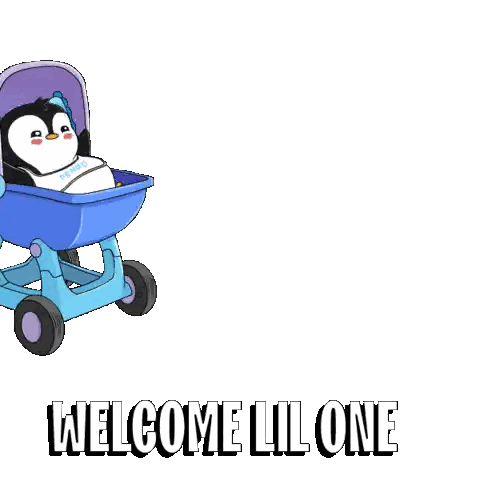Penguin in Stroller Welcome Lil One