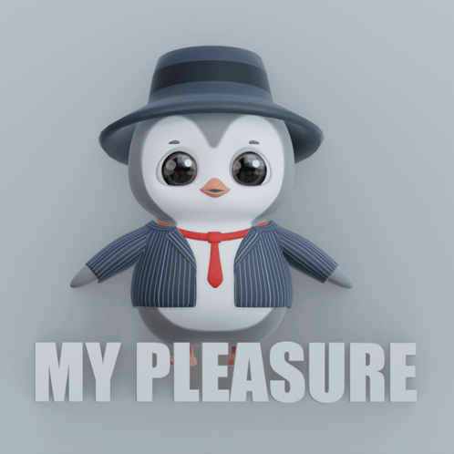 Penguin in Suit and Tie Saying My Pleasure