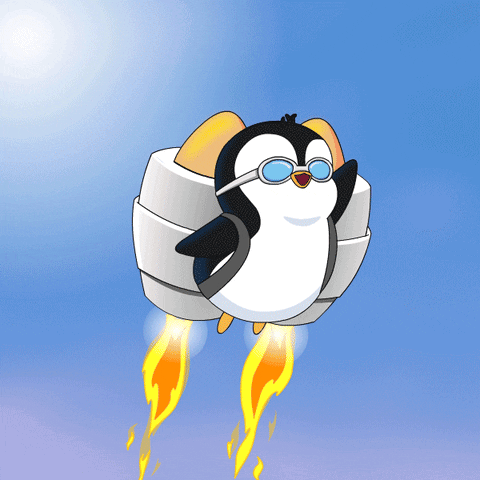 Penguin In Sunglasses And Jetpack Flying GIF