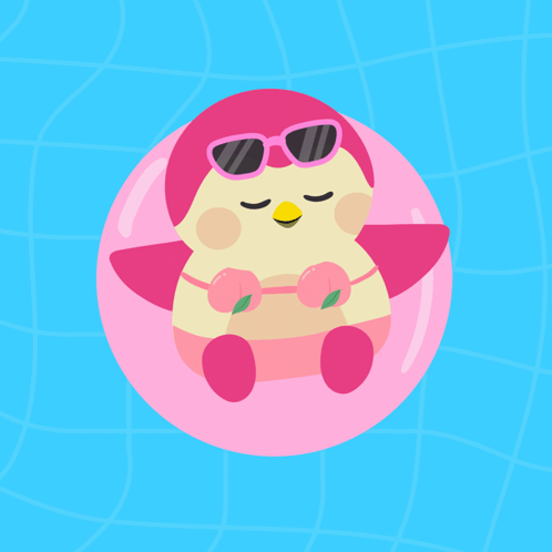 Penguin In Sunglasses On Pink Float GIF