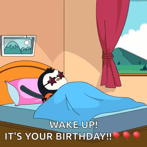 Penguin in Sunglasses Wake Up It's Your Birthday