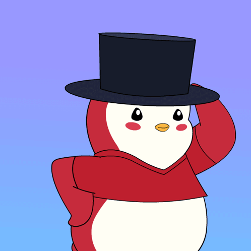 Penguin in Top Hat and Red Hoodie