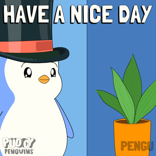 Penguin in Top Hat Have a Nice Day