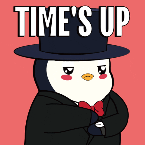 Penguin In Top Hat Saying Times Up GIF