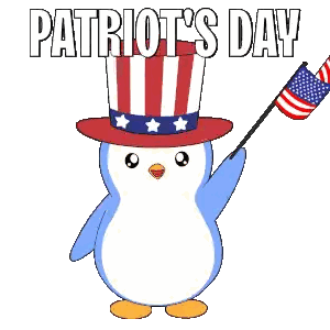 Penguin in Uncle Sam Hat Holding American Flag